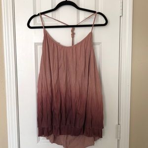 Maroon to light tan ombré tank top